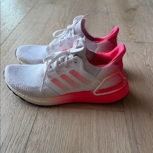 Adidas White and Bright Pink Running Shoes
